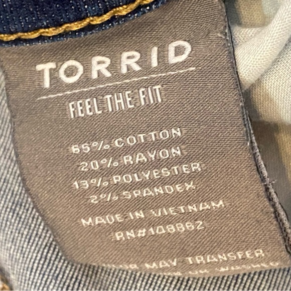 Torrid Jegging Super Soft Distressed Blue Jeans Extra Tall - Picture 9 of 14